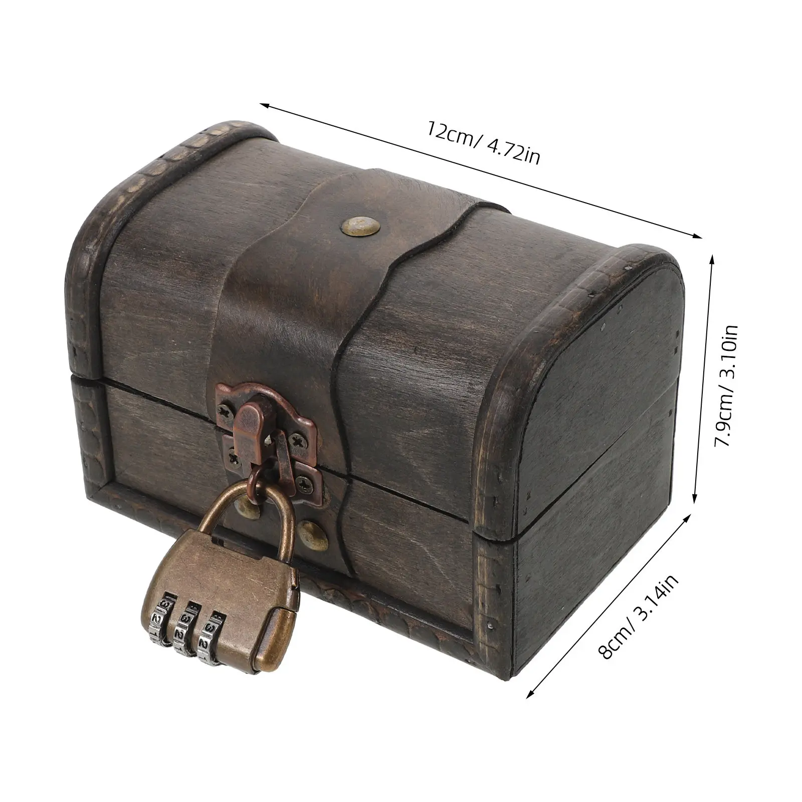 Vintage Wooden Treasure Chest with Combination Lock Escape Room Prop Puzzle Box Decorative Jewelry Storage Organizer