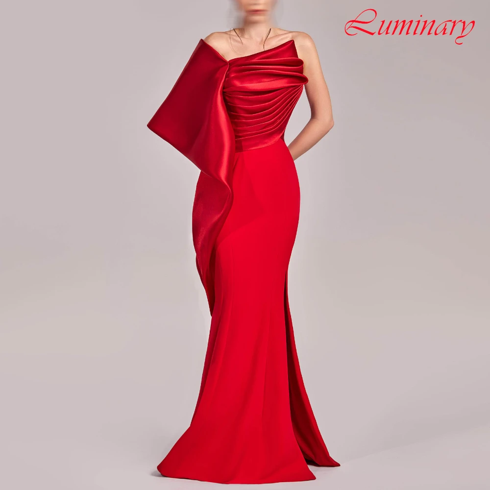 

Customized Elegant Mermaid Jersey Evening Dress Exquisite Strapless Prom Dresses Temperament Sleeveless Special Occasion Gowns