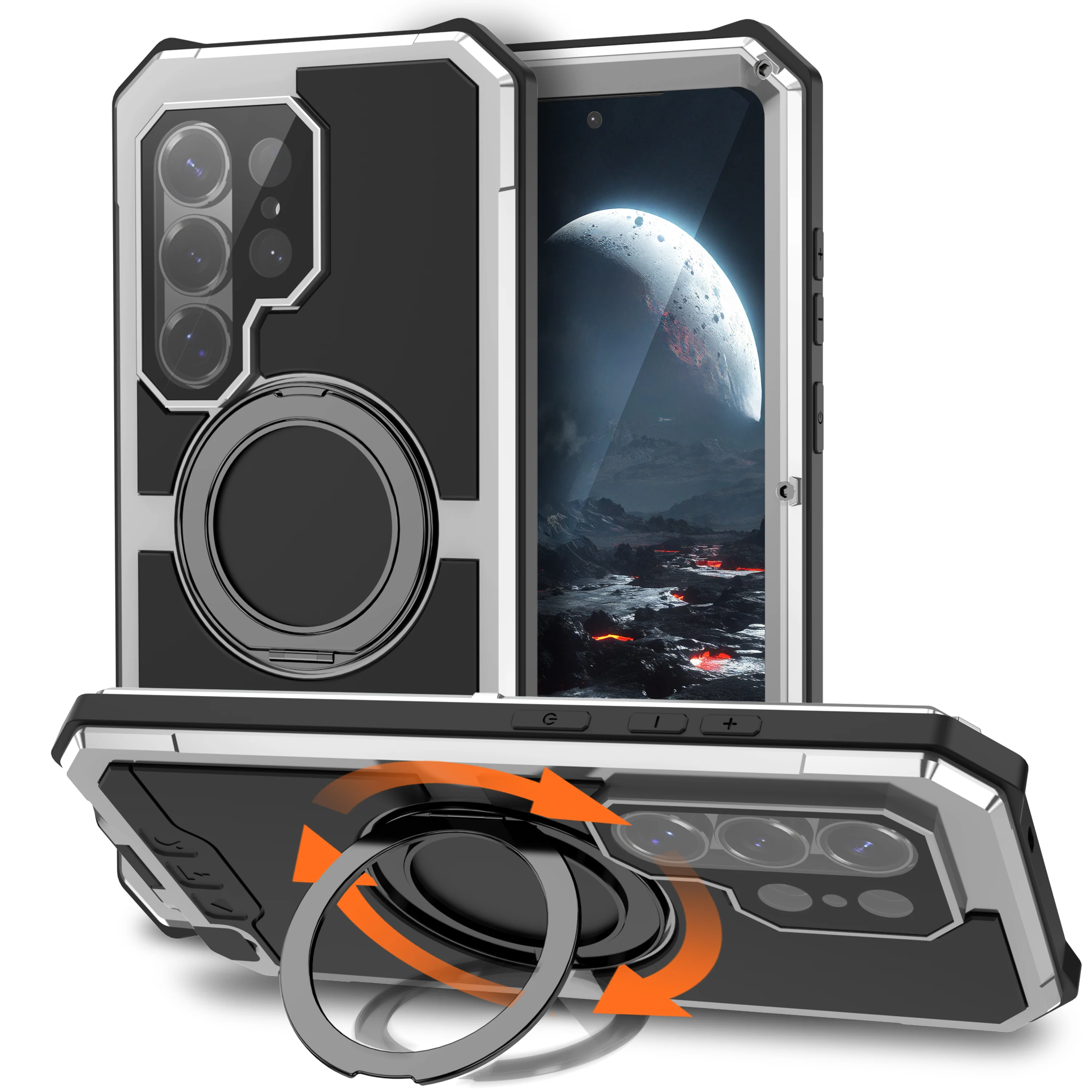 Metal Aluminum Phone Case For Samsung S26 Ultra Shockproof Dropproof Military Magnetic Bracket Screen Lens Proection