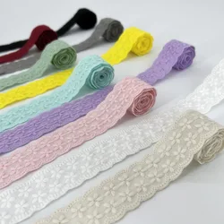 15 Yards 30MM Colored Skirt Wavy Edge Embroidery Cotton Lace Ribbon Hair Bows DIY Crafts Handmade Accessories Wedding AB0586