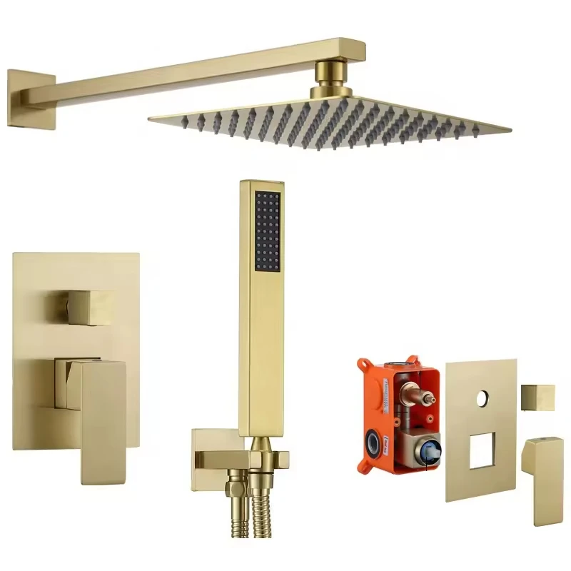 ชุดก๊อกน้ำอาบน้ำ FEIDU, หัวฝักบัวทองเหลืองสุดหรู, ชุดก๊อกน้ำฝักบัวติดผนังแบบสองฟังก์ชั่น