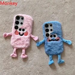 3D Cute Plush Doll Soft Phone Case For Smasung S25 S24 S23 S22 S21 S20 Ultra S10 S9 Winter Funny Fluffy Shockproof Silicone Case