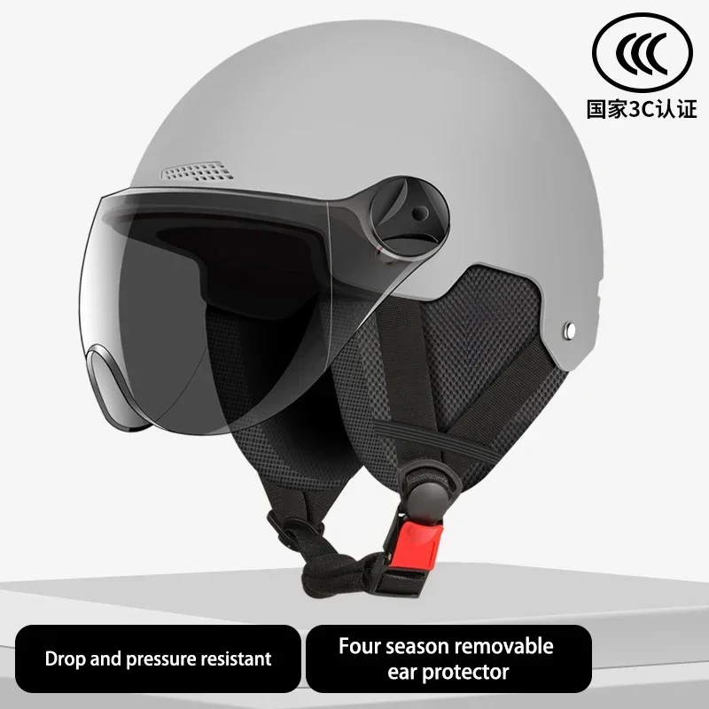 Nationaler Zertifizierung Einfarbiger Halbhelm Motorrad-Gesichtshelm Warm Cruise Casco Casque Moto Helm Outdoor Ritterhut