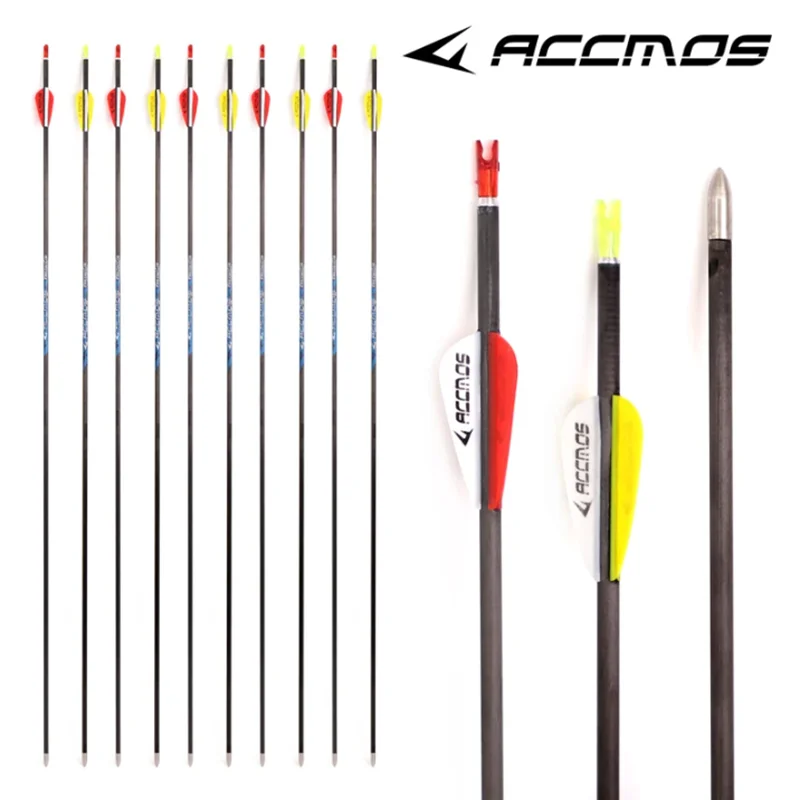 12pcs ID 4.2mm Pure Carbon Arrow Spine 300 350 400 500 600 700 800 900 1000 For Archery Recurve/Compound Bow Hunting Shooting