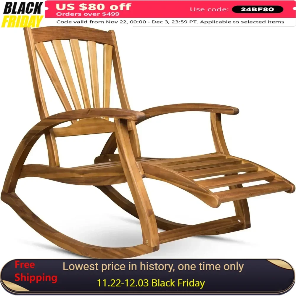 

Alva Outdoor Acacia Wooe D Rocking Chair With Footrest Teak Finish Camping Table Folding Folding Chairs Beach Foldable Relaxing