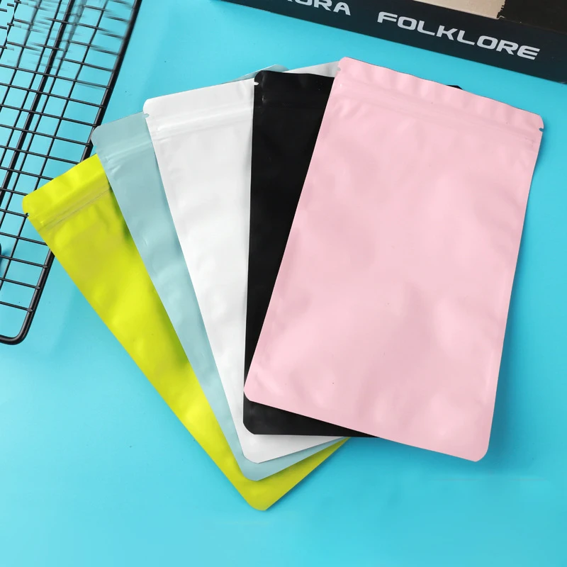 50szt Matowe czarne białe różowe zgrzewane płaskie woreczki Ziplock Mylar Bag Małe plastikowe torby z zamkiem błyskawicznym z folii aluminiowej