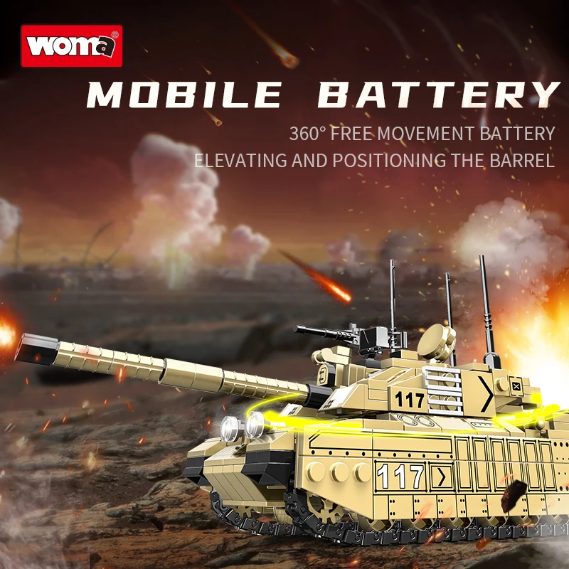 WOMA Creative Challenger 11 Main Battle Tank Building Block Weapon Model Assembly Building Block Toy DIY Boy and Girl Toys