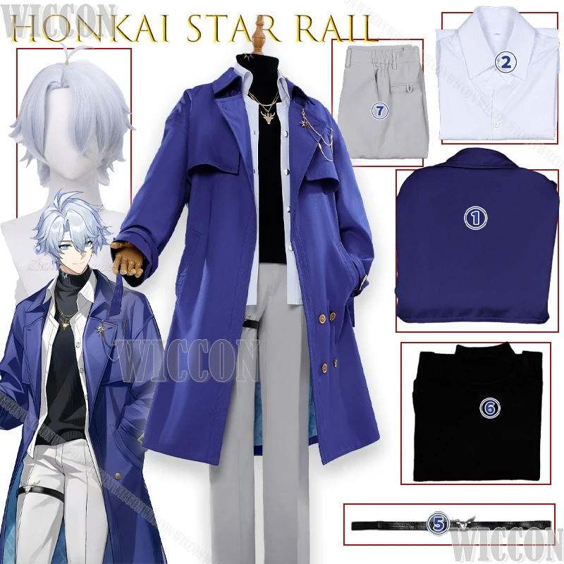

Honkai Star Rail Phainon кроссовер косплей костюм студенческая форма наряд длинное пальто униформа топ брюки парики Cos индивидуальная вечеринка