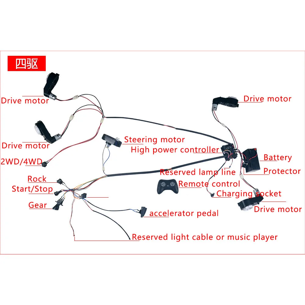 HY2005RX-24V/40A High power line 12V/24V of children's electric vehicle with remote control vehicle harness