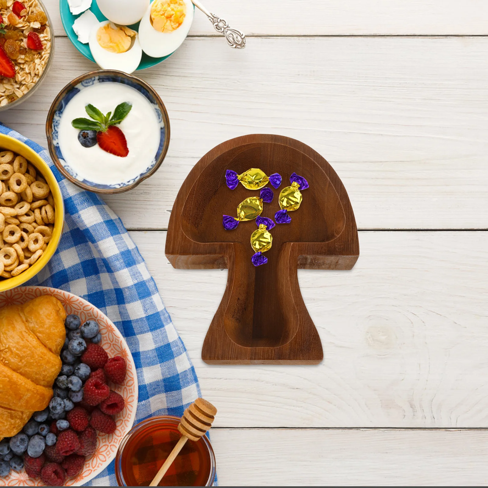 

Natural Wood Mushroom Shape Bowl for Nuts Desserts Fruits - Versatile Serving Tray for Party Snacks and Home Decor