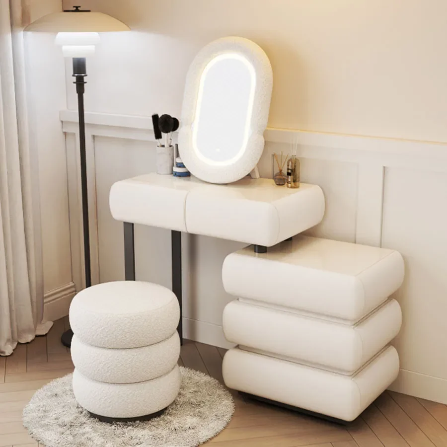 Tocador de esquina para mujer, mueble de almacenamiento compacto y elegante, ideal para maquillaje, artista y adolescentes