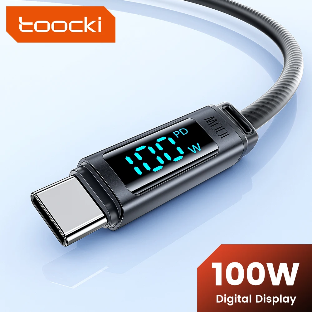 Toocki 100W USB-C Kabel Schnellladegerät Typ C LED Digitalanzeige Silikonkabel für iPhone 17 16 Huawei Xiaomi OPPO Datenkabel