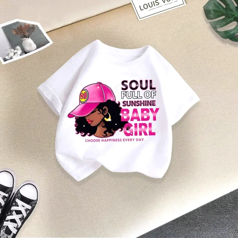 The New Summer Trend of Girls' Round-neck Short-sleeved T-shirts with Cartoon Pattern Prints Modal Fabric Hip Hop Kids Clothes
