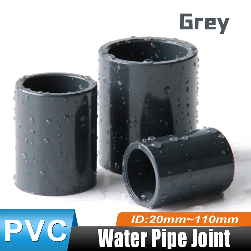 1 Uds 20/25/32/40/50/63/75/90/110mm gris PVC instalación de tubería directa junta recta acoplamiento de enchufe de tubería de agua