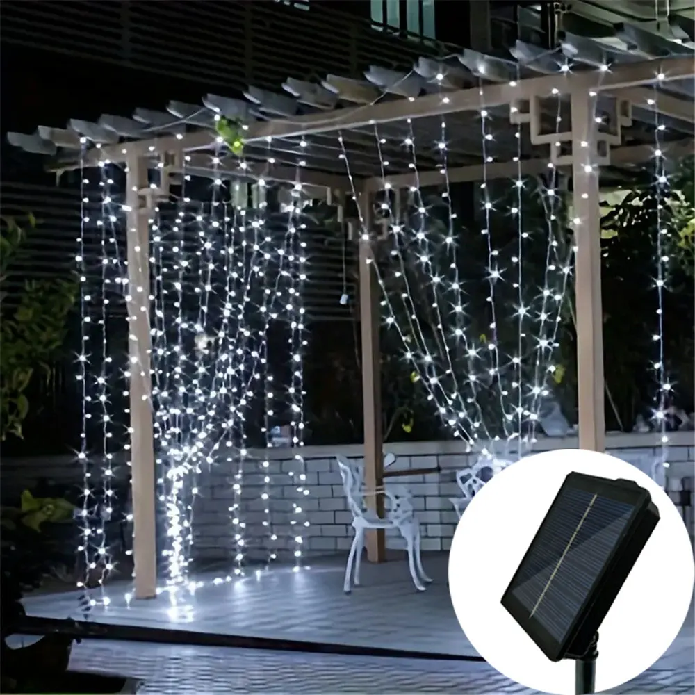 

Wedding Garden Home Party Decor Christmas Decor 3/6M Outdoor Holiday Light LED Garland Festoon Fairy Solar Curtain String Light