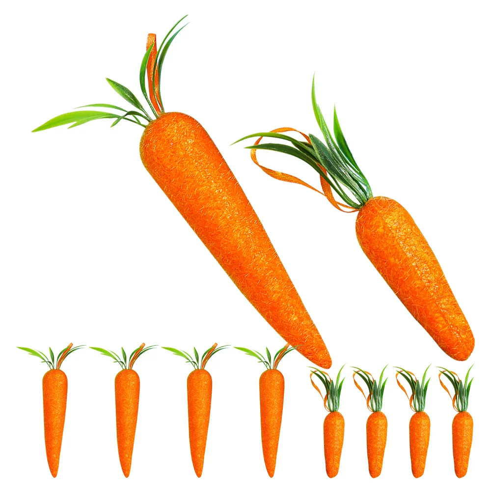 

10Pcs Easter Carrot Hanging Decorations Foam Ornaments Lightweight Reusable Decorative Hanging Carrot Pendants
