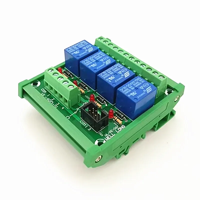 4 Channel 24V 15A NPN Type Power Relay Interface Module HF JQC-3FF-24V-1ZS Relay DIN Rail Mount