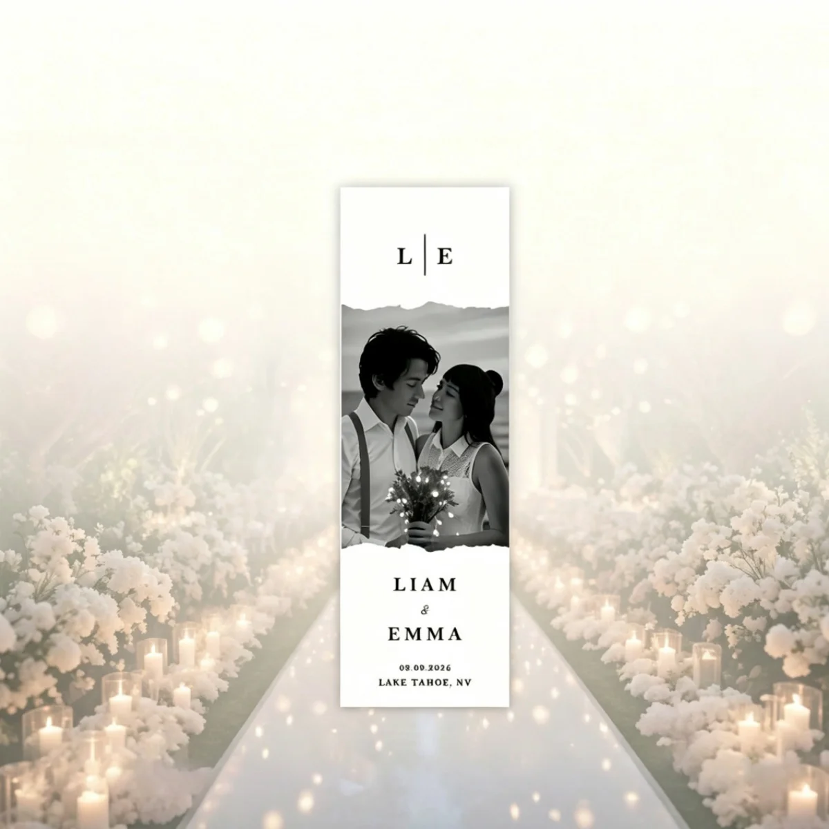 1 Custom Wedding Banner – Personalized with Bride & Groom Photos, Names, Date, and Text – Easy to Install, Elegant Personalized