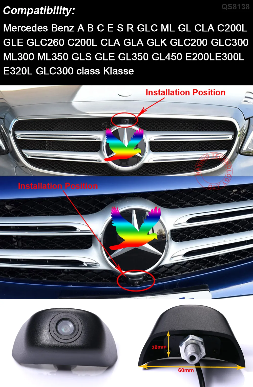 CCD car front view parking car camera logo camera for mercedes benz C E S R GLS CLA GLK C200 ML300 ML 350 Class waterproof