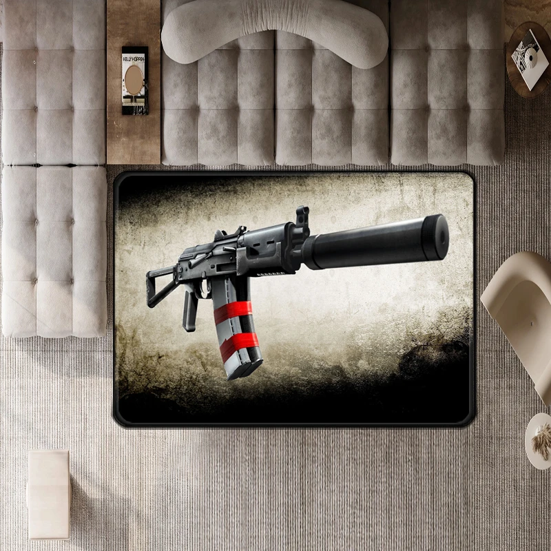 3D Rifle Pistol Revolver Gun Cartoon Area Rug,Carpet Rug for Living Room, Bedroom,Kitchen Doormat, Bathroom, Anti-slip Floor Mat