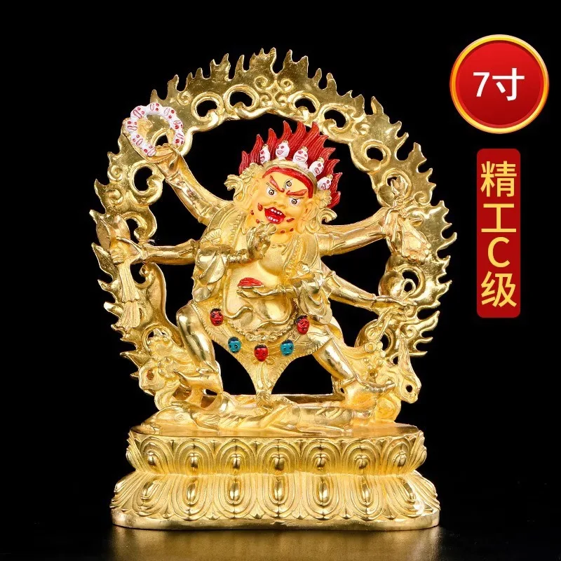 Fully Gilt Bronze Six-Armed Mahakala Buddha Statue Tibetan ethnic items for protecting and protecting Buddha statues7Small worsh