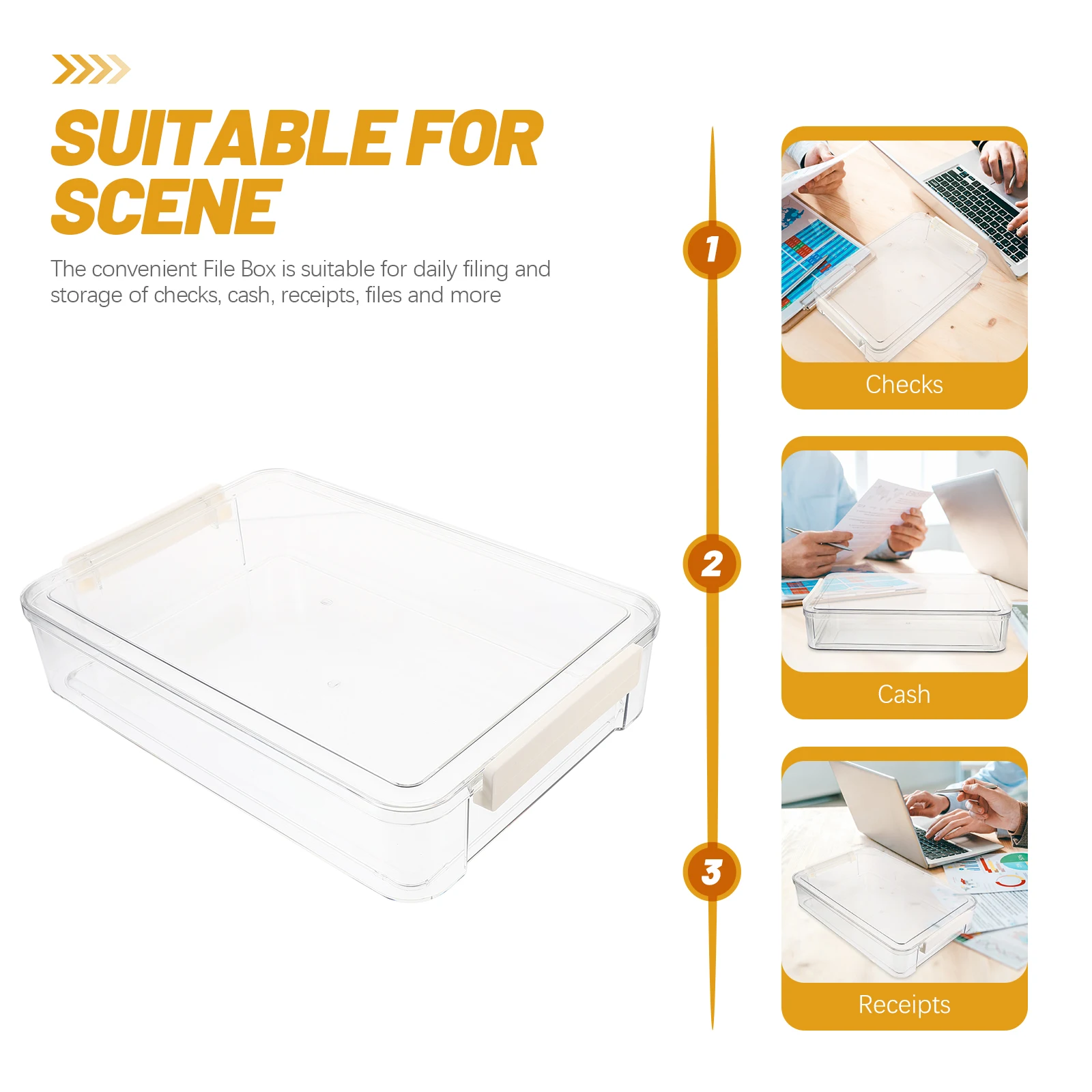 

Transparent A4 Document Storage Case Clear File Box Large Capacity Stackable Plastic Organizer for Office Document Storage