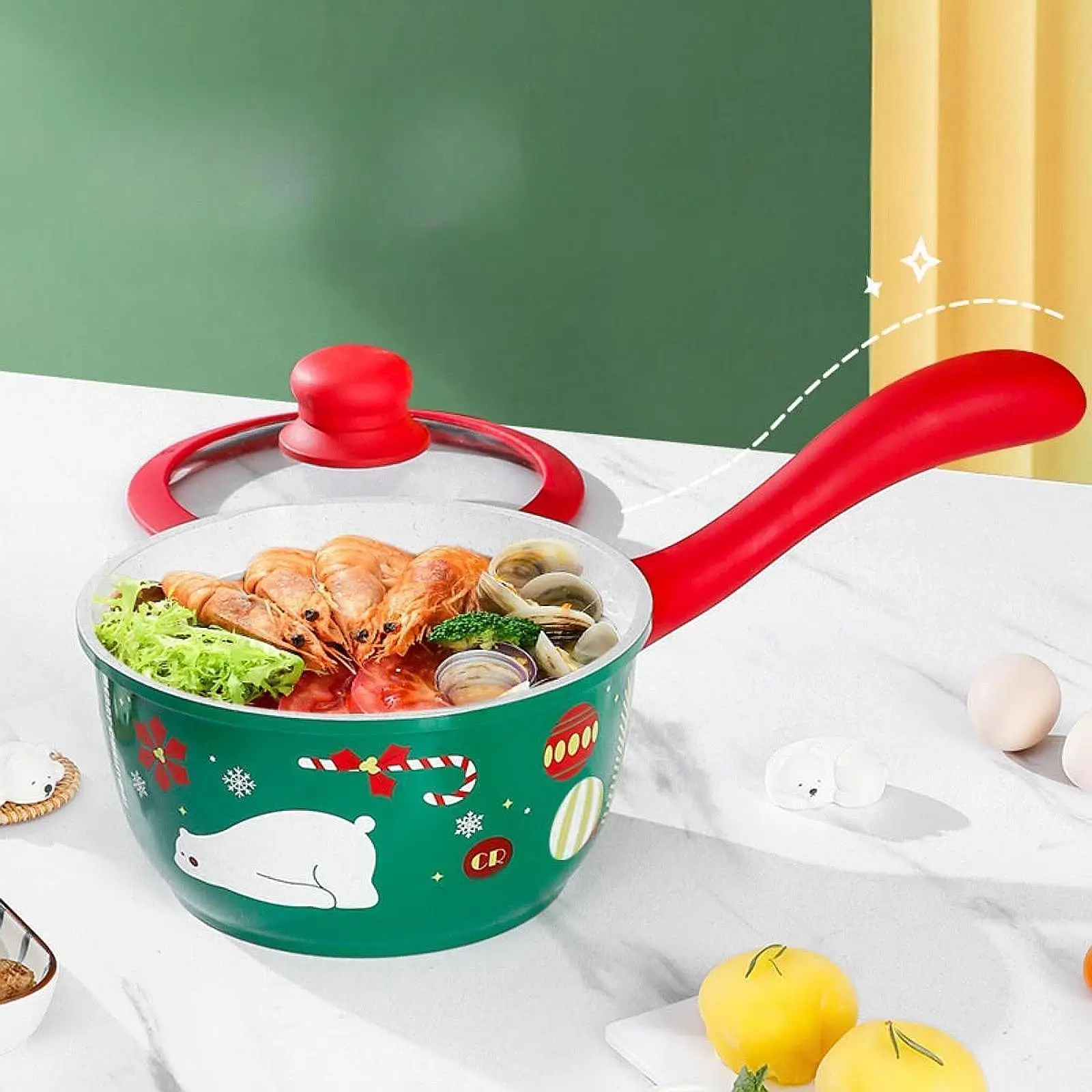 

Small Saucepan Boiling Pot Multipurpose Nonstick Cartoon Pattern Cooking Pot