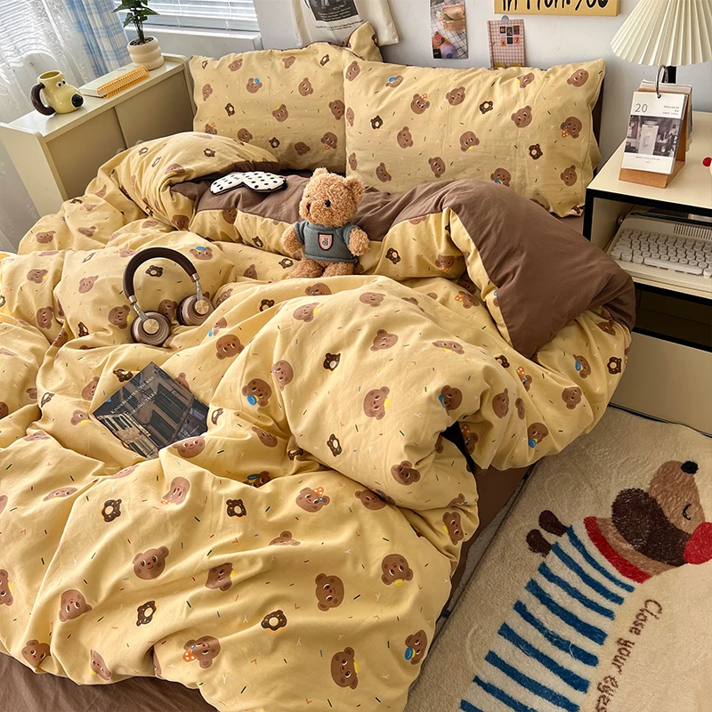 New Soft Skin-friendly Bedding Set Comfortable Breathable Duvet Cover Set with Sheet Single Double Quilt Cover and Pillowcases
