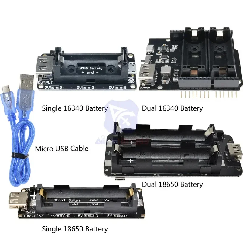 diymore ESP8266 ESP32 ESP32S WeMos 16340 18650 Battery Charger Shield Board Micro USB Type-C Output 5V/2A for Arduino Power Bank