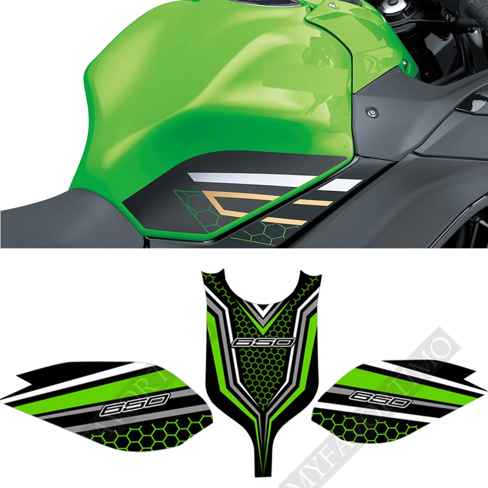 

2019 2020 2021 For Kawasaki Ninja 650 Protector Tank Pad Stickers Decal Kit Knee Emblem Badge Logo Fairing Protection 2018