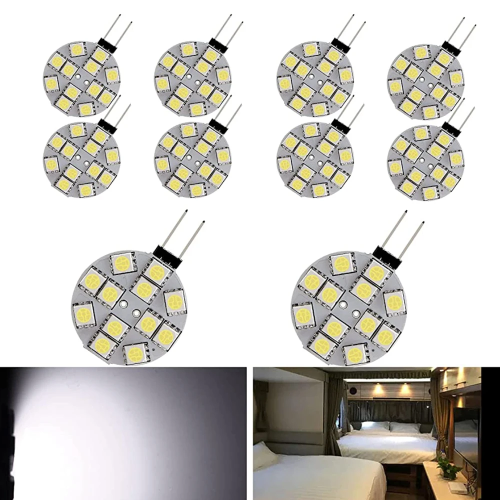 

10pcs G4 Socket 5050 SMD Led Bulb on DC 12V Replace Halogen Bi-pin Lamp LED Bulb 1.2W 1.8W 2.4W Warm Cold Led Lights