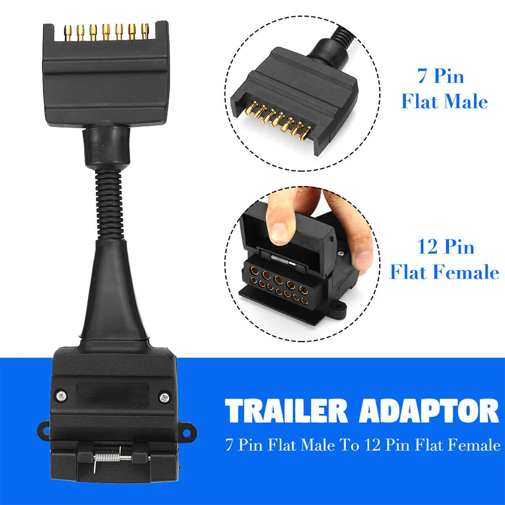 12V Car Trailer Adaptor 7 Pin Flat Male plug to 12 Pin Flat Female Socket Universal For RV Camper Caravan Car Accessories AU