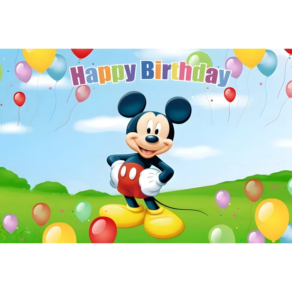 Disney Mickey Mouse Party Backdrops Minnie Mouse Background Wall Baby Shower Kids Birthday Party Decoration Photobooth Vinyl