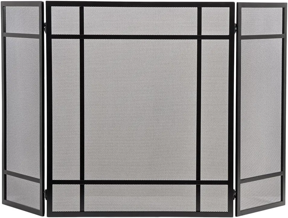 

Pinecrest Heavy-Duty Mesh Trifold Fireplace Screen in Black | 3-Panel Steel Frame with Powder-Coated Finish | Heat & Corrosio