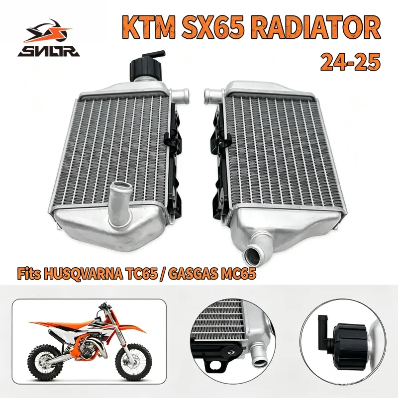 SNOR Aluminum Dirt Bike Radiator OEM Replacement For KTM SX65 HUSQVARNA TC65 GASGAS MC65 Motorcycle 2024-25 Cooling Spare Parts