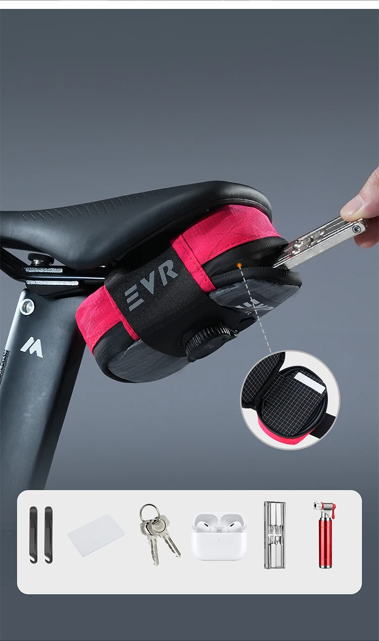 EVR Fahrrad-Satteltasche 0,5L mit Drehverschluss, Wasserdichte Hecktasche für Rennrad und Mountainbike, Selbstverriegelnde Tasche, Fahrradausrüstung – Detail 7
