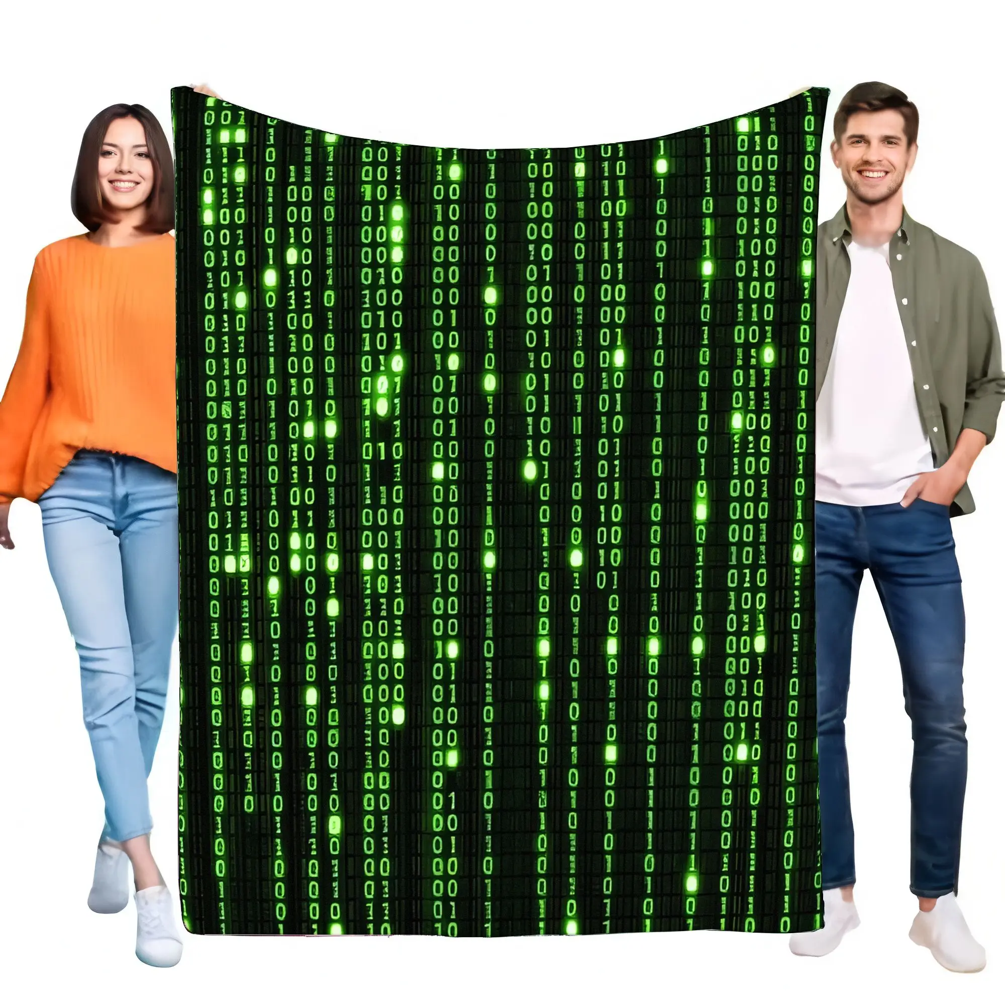 Manta Matrix con código binario, manta de Franela suave para cama, sofá, acogedor, cálido, ligero, ciencia ficción, tecnología Geek, jugador, regalo de cumpleaños