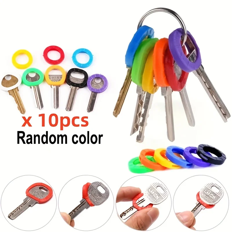 10pcs Random Color silicone key protective covers, DIY key protective rings