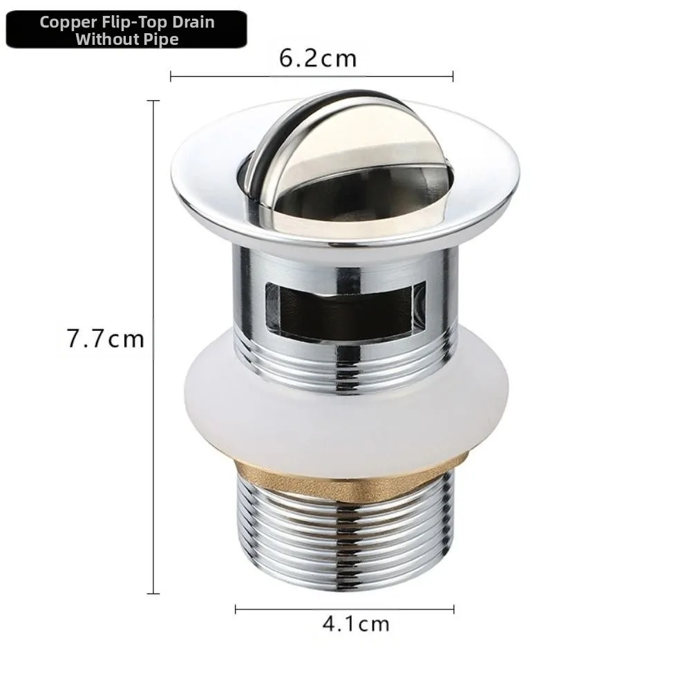 

Durable Flip Plate Type Basin Drain Device Anti-Clogging Rust-proof Sink Strainer Rapid Drainage Copper Sink Stopper Washroom
