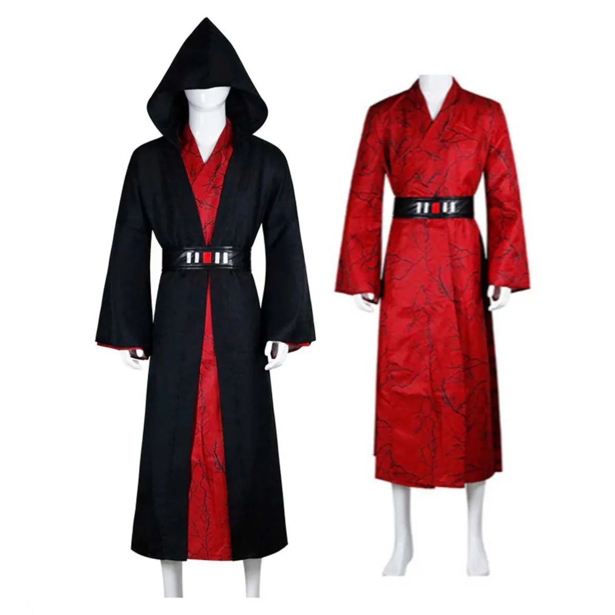 

Halloween Masquerade Carnival Party Palpatine Darth Sidious Hooded Cloak Black Robe Cosplay Costume For Men