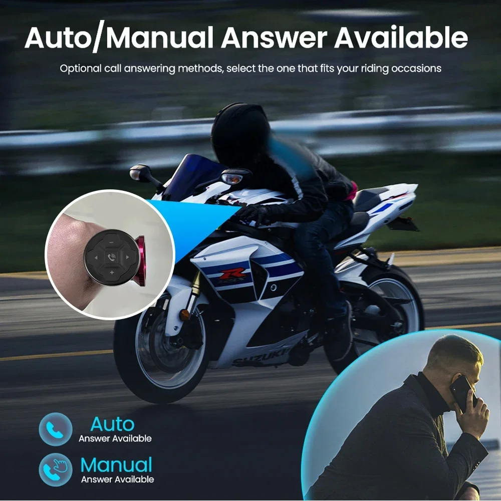 Universal Smart Wireless Remote Control Waterproof Bluetooth 5.0 Media Controller for Helmet Earphone Motorcycle Bike Handlebar