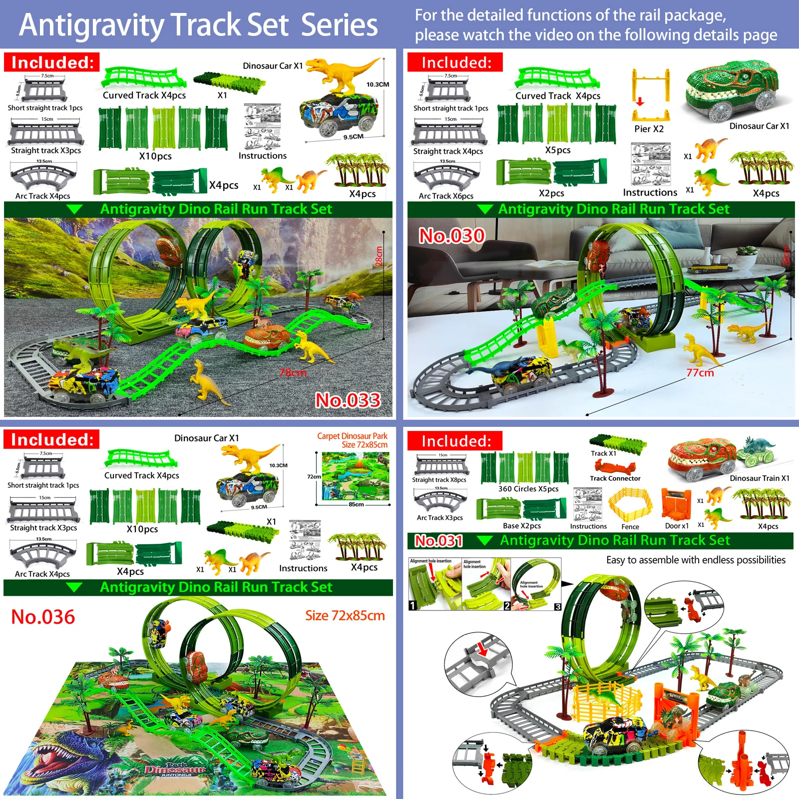 Kids Track Cars For Boy Flexible Track with LED Light-Up Zero Gravity Race Car Set Anti-gravity Assembled Track Car Gift for Kid