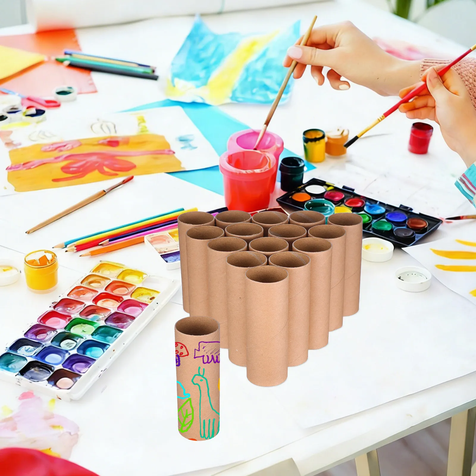 

20pcs Cardboard Tubes Cylindrical Paper Tubes Kraft Paperboard Empty Toilet Paper Roll Paintable For Kids DIY Project Art Crafts