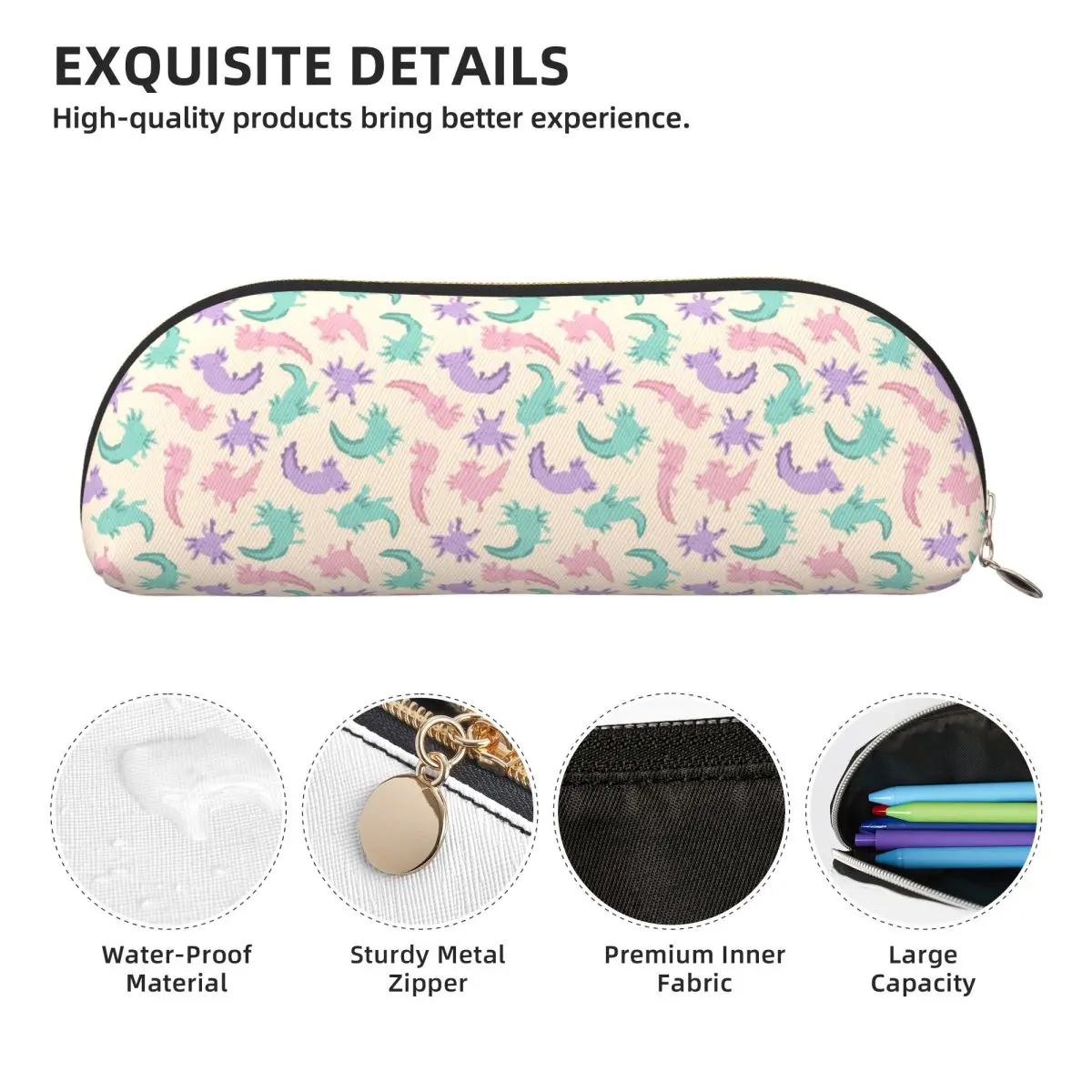 ウーパールーパー鉛筆ケース鉛筆ポーチ収納文具用品大容量ペンボックス鉛筆バッグ学生ギフト用