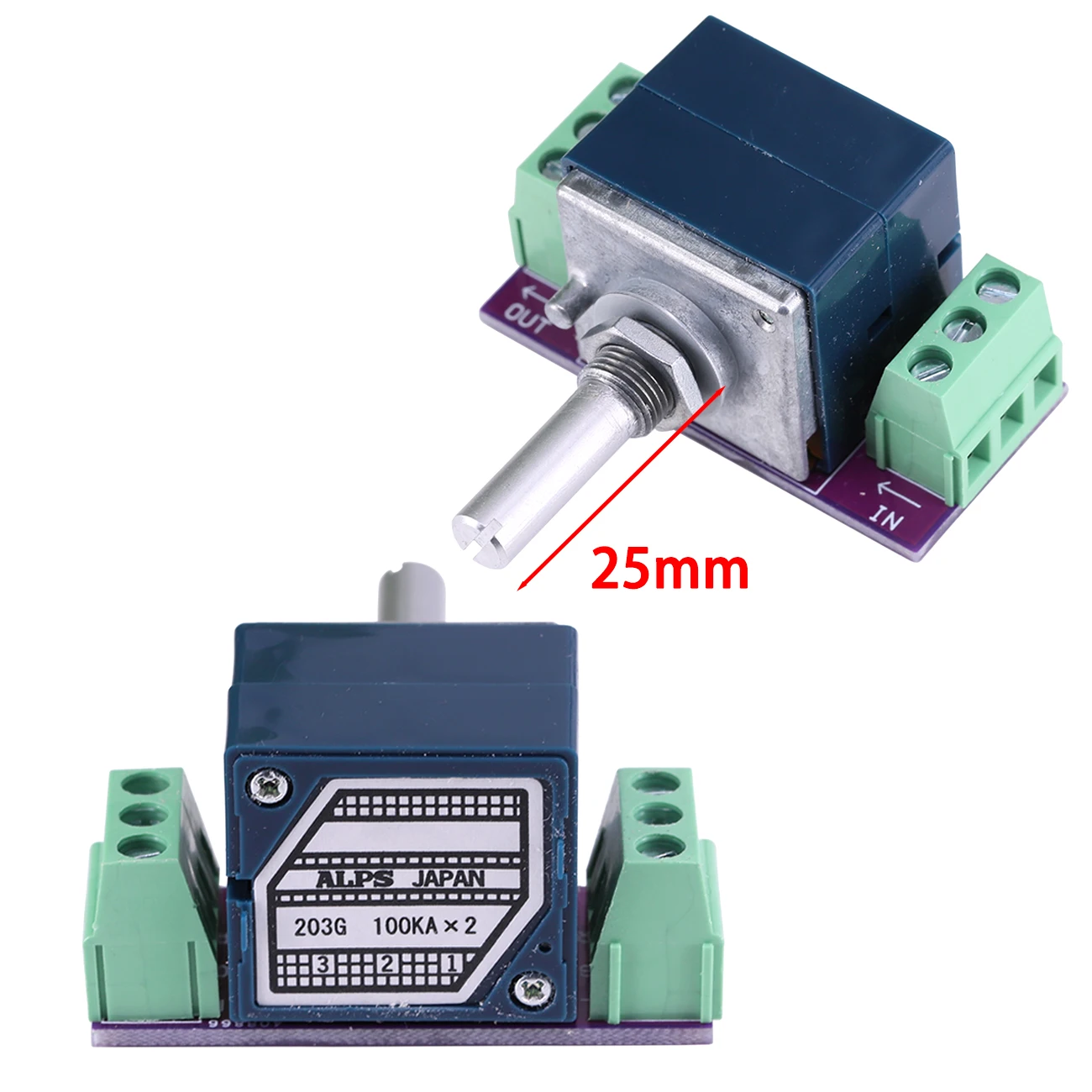 1PC Japan ALPS RK27 Volume Potentiometer LOG Stereo 10K 20K 50K 100K 250K Potentiometer Round Shaft 6mm ±20% Hifi CD Audio AMP