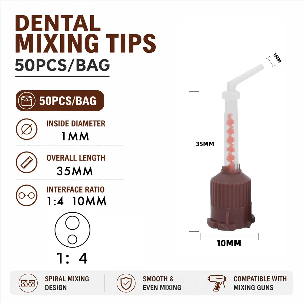 50/100 Stück Dental-Mischspitzen Einweg-Mixer 1:1 Gelbe Mischspitzen Einweg-Zahnmedizin-Mischspülungen Mischrohr