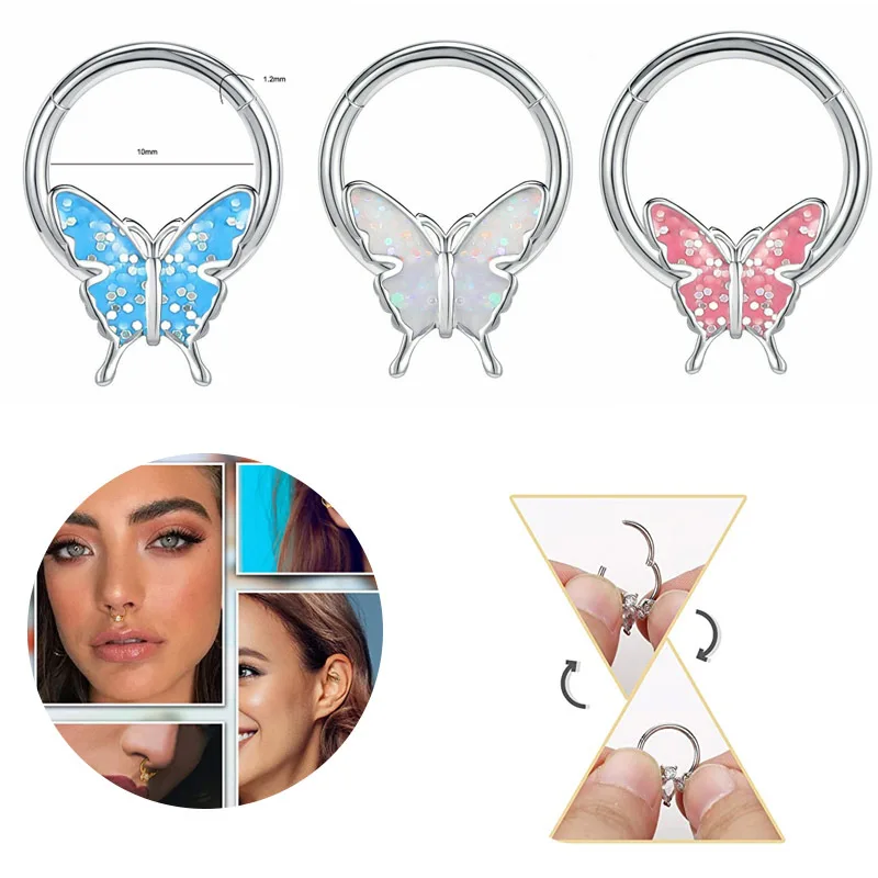 Guemcal 1 Pc Piercing Stainless Steel Seamless Ring Drop Oil Loose Nose Ring Nose Ring Individual Closed Nose Ring Accessories