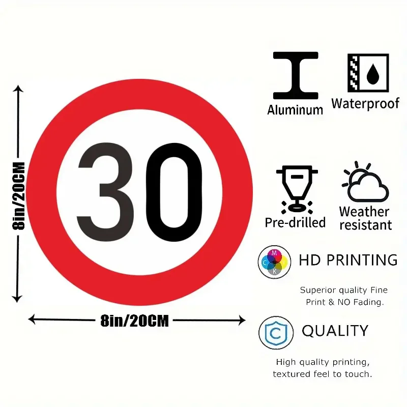 Traffic Signl Speed Limit 10.20.30.40.50.60.70.90 Km/h,Vintage Metal Aluminum Sign Traffic Restriction Outdoor Waterproof Sign
