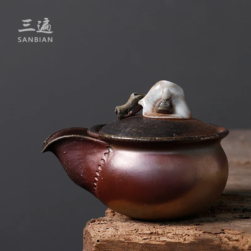 

One Leaf Bodhi Wood Burner Treasure Bottle Tea Pot Raw Mineral Naked Pure Handmade Teapot Hand Held Master