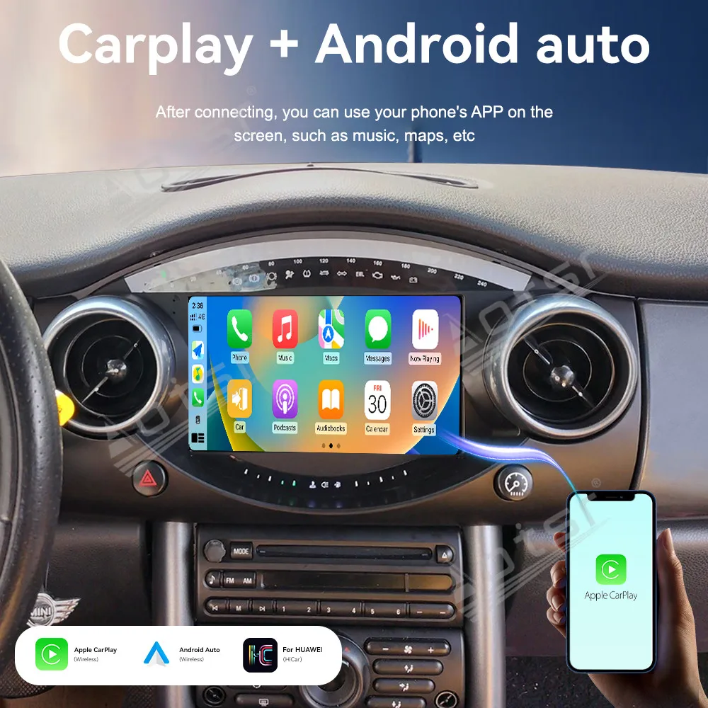 For BMW Mini 2004-2006 Touch Screen Android 14 Auto Multimedia Car Radio Car GPS Navigation Audio Stereo Head Unit Auto Carplay